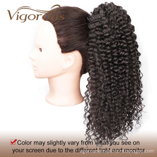 Vigorous Wholesale Cheap Price Middle Long Kinky Curly Adjustable Updo Brown Black Drawstring Synthetic Ponytail Hair Extension